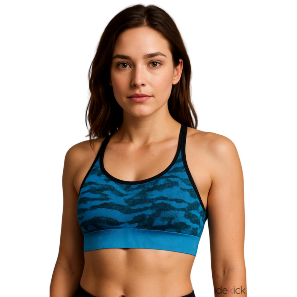 Champion Women's Duo Dry Seamless Sports Bra Blue Black Extra Small
